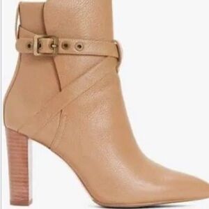 Paige Camille Cross Strap Booties in Light Tan